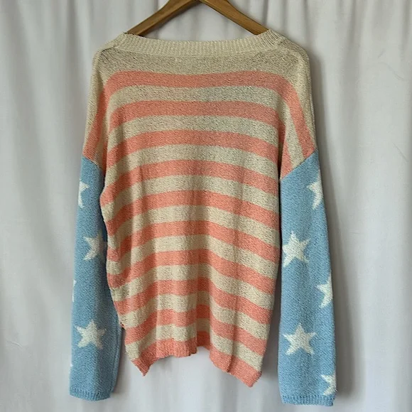 Lisa Robertson Pastel Flag Long Sleeve Boucle Sweater Shirt Top **Size M**🌸🌸 - Picture 2 of 4